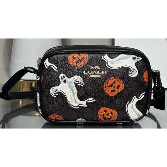 COACH MINI JAMIE CAMERA BAG IN SIGNATURE CANVAS WITH HALLOWEEN GHOST PRINT - Picture 1 of 13